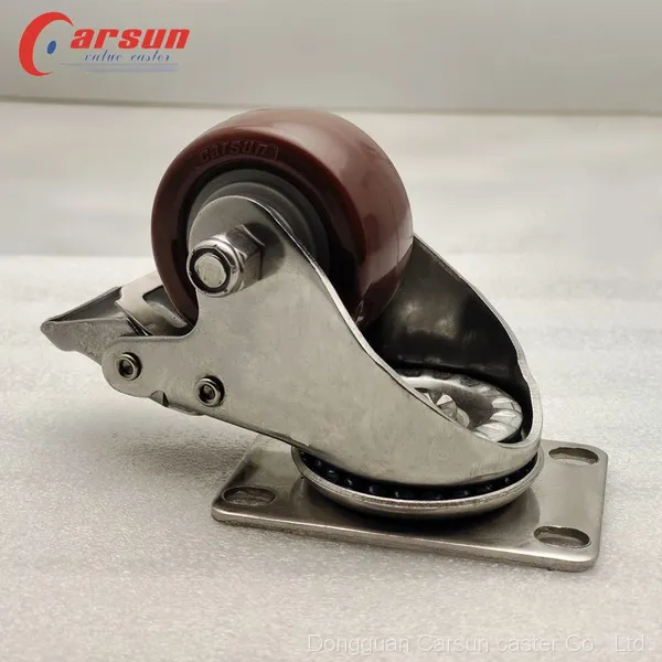Medium Duty Stainless Steel Casters SS304 Stainless Steel 2.5/3/3.5/4/5/6 Inch PU/PA/TPR/PP Industrial Caster Wheels photo-2