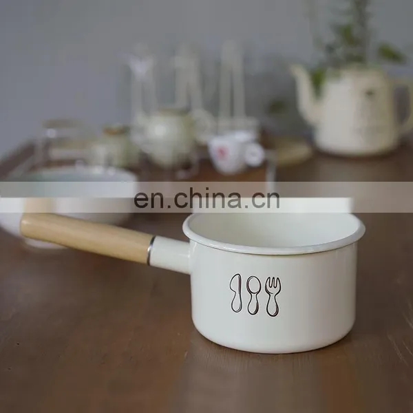 Poland Small Colorful Flower Pattern Kitchen Dual Purpose Enamel Milk Pot photo-5