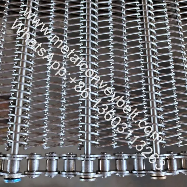 Food Drying Belt Custom Made Stainless Steel Metal Spiral Wire Mesh Conveyor Belt With Chain Driven photo-2