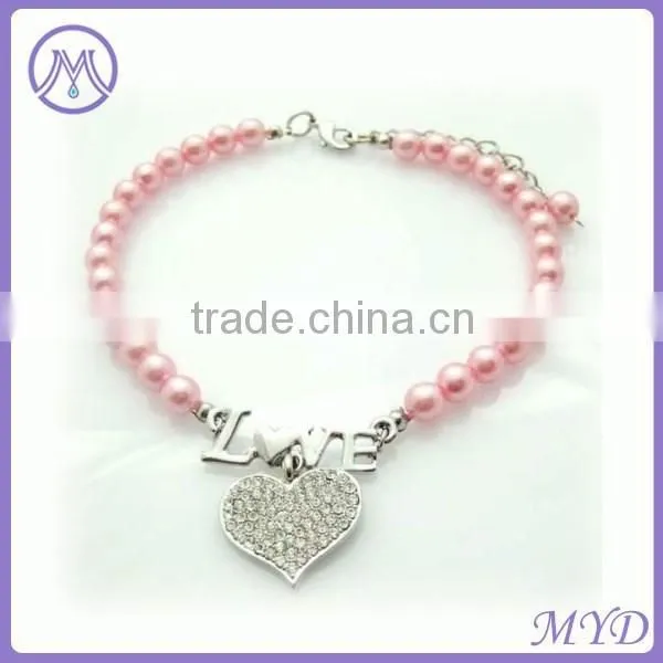 Rhinstone Heart Love Charm Pearl Pet Necklace for Dog and Cat Jewelry photo-4