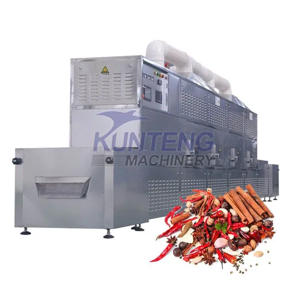 Microwave Dryer for Spice and Seasoning Production Tunnel Type Chili Pepper Ginger Microwave Drying Machine EPC