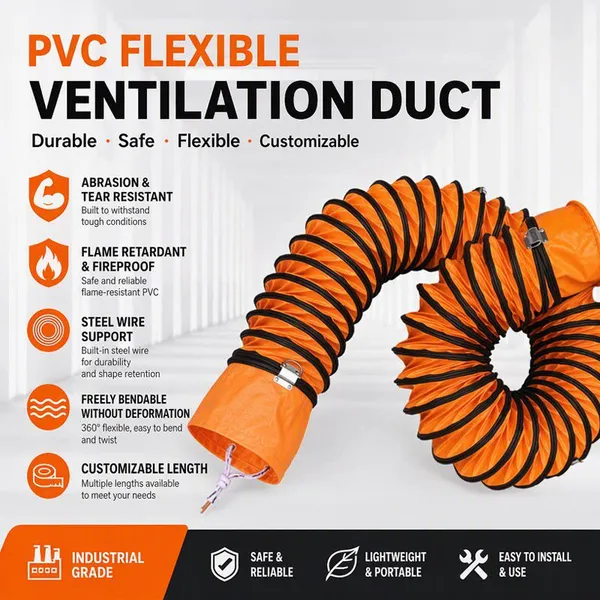 PVC High-temperature Resistant Spiral Telescopic Air Duct, Exhaust Duct, Exhaust Pipe, Flame Retardant, Dust Removal, Ventilation, Smoke Exhaust Pipe