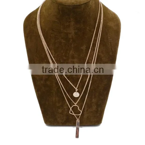 Hot Selling Womens Girls 3 Gold Tone Long Chain Alloy Charms Beads Necklace photo-3