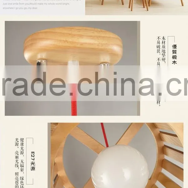 Wooden LED Pendant Light JK-8005B-06 Modern Fashion Designed Solid Wooden Pendant Lamp for Shops photo-5