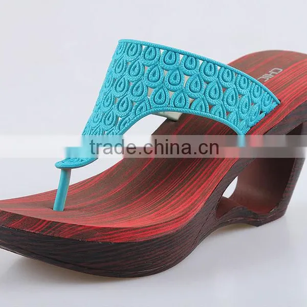2015 Retro Style Wedges Slippers Waterproof Slippers Wooden Bottom Slippers photo-5
