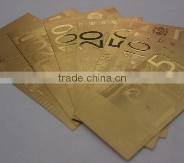 Gold Foil Banknotes Euro 50 With Pvc Bag 24K Gold