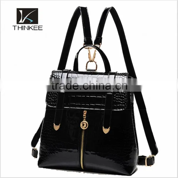 Girls Luxury Pu Leather Crocodile Backpack photo-3