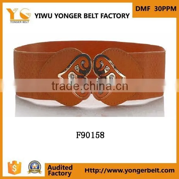 Fashion Brown Wide Waistband Girls Decoration Beautiful Women Elastic Belt