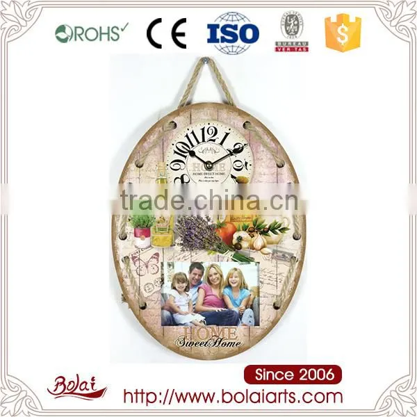 Promotional Vegetables and Flowers Pattern Hanging Mdf Wood Clock Face