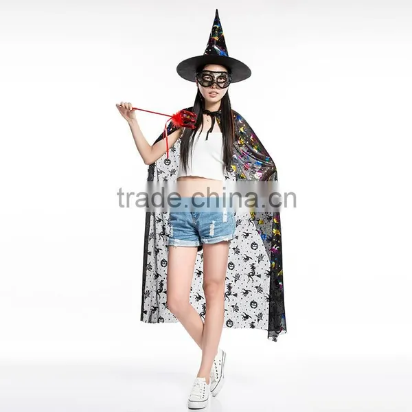 Halloween Cosplay Costume Props Witch Cloak Hat photo-3