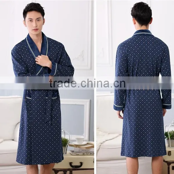 NEW Cotton Nightwear for Men Spring and Autumn Long Sleeve Sleep Gown Men Lounge Robes Plus Size photo-2