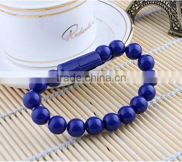 Factory Wholesale Creative Bead Bracelet Cable Micro USB 2.0 Charging Data Cable For Samsung photo-5