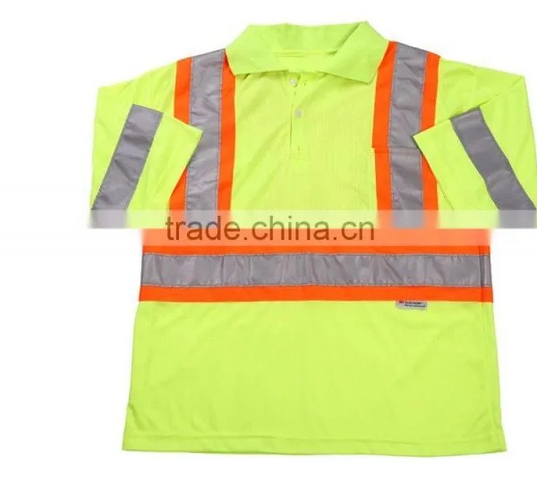 100% Polyester Polo Shirt With Reflective Tape High Quality Safety T Shirt photo-2