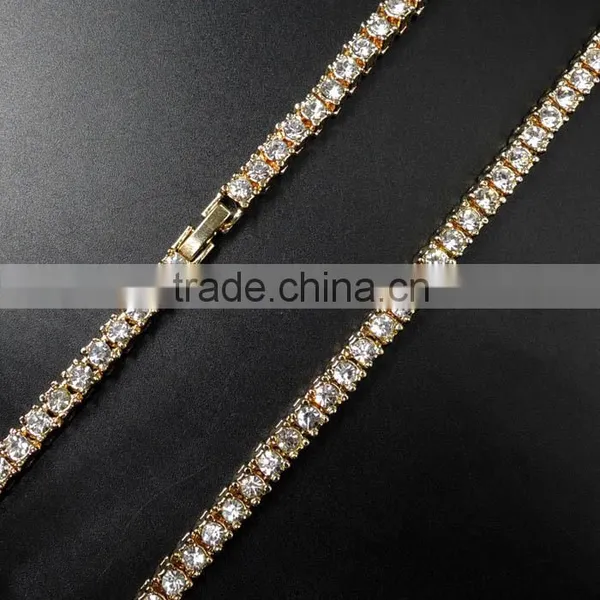 New Fashion Hip Hop Plated Gold Diamond Necklace photo-2