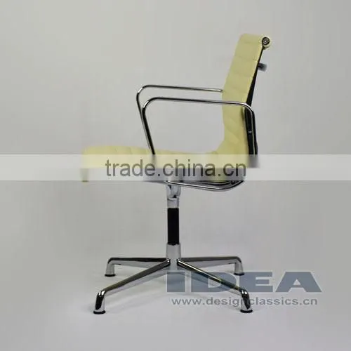Replica Charles Low Back Ribbed Meeting Chair - Cream White Color Genuine Leather photo-3