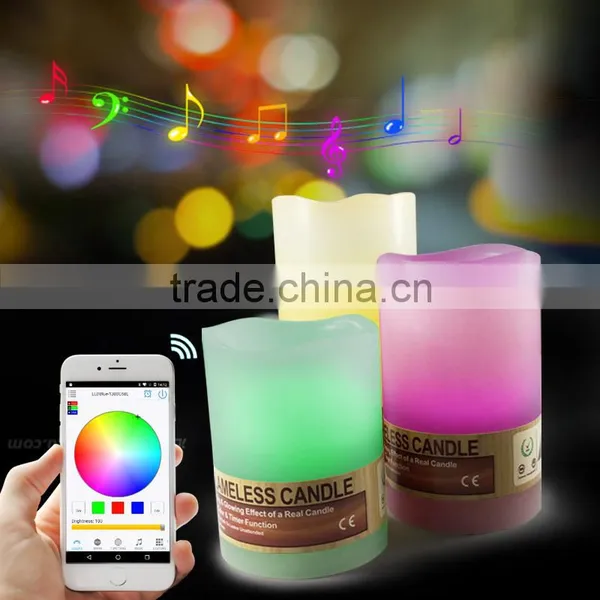 IOS Android Smartphone Controlled Multi-Color LED Wax Candle with Remote Control
