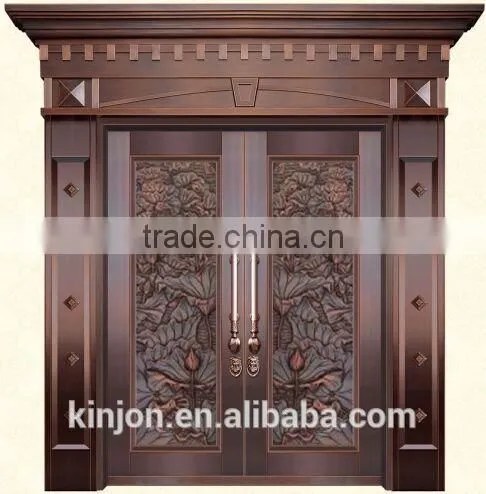 Villa Exterior Copper Door Security Entry Front Glass Copper Door