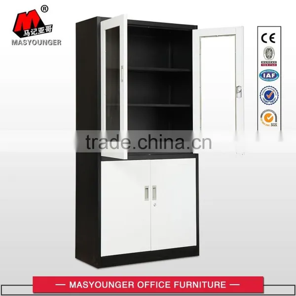 High Quality Factory Direct Sale up Glass Door and Down Steel Door Filing Cabinet photo-2