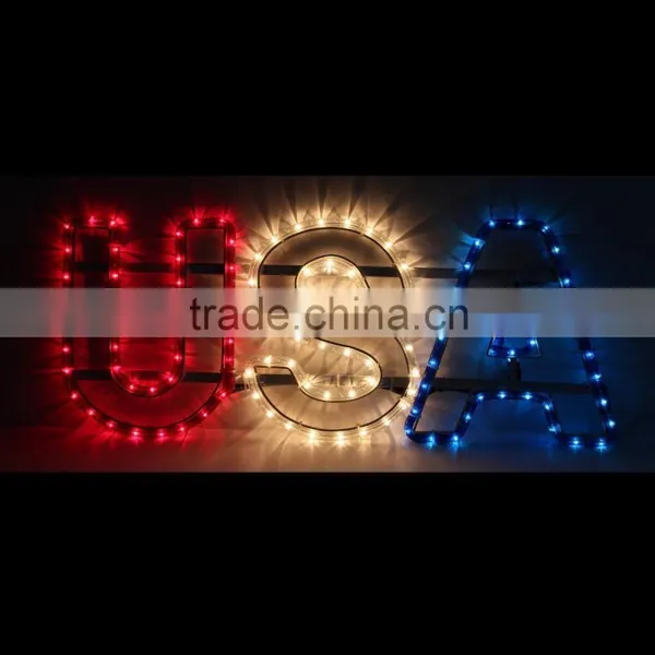 USA Letter Incadescent Rope Light Red White Blue LED Motif Rope Light USA Letter Decoration Small