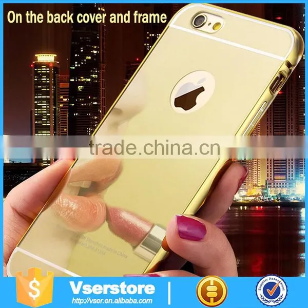 Plastic Material Cellphone Accessory PC Back Mirror Phone Cover for IPhone 6 6s Plus Aluminum Bumper Case photo-3