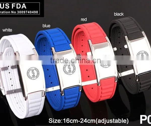 Noproblem P035 FDA Tiurmaline Germanium Bio Magnetic Stainless Steel Newest Fashion Silicone Bracelet photo-3