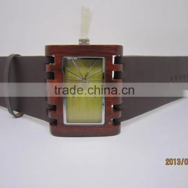 Fashion 2015 Women/Men's Bamboo Wooden Watches With Genuine Cowhide Leather Band Luxury Wood Watches for Men Women photo-2