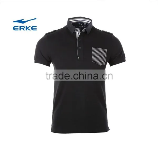 ERKE 2015 Summer Men's Comfortable & Breathable Polo t Shirt Casual Full Cotton Short Sleeve Polo for Men With Front Pocket photo-2