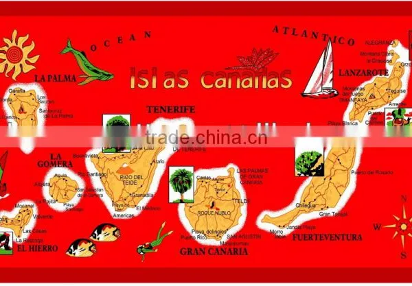 100% Cotton 21 s *21s Reactive Printed Map Design Beach Towel for Wholesale photo-4