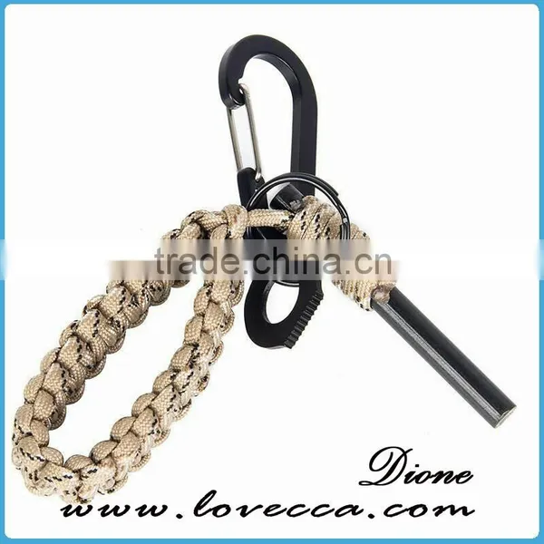 Army Tactical Outdoor Survival Paracord Key Chain With Firestarter Bar photo-3