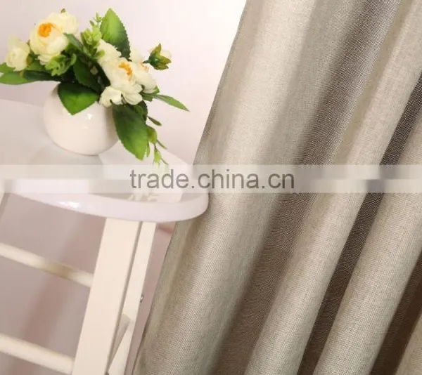 Simple Plain Linen Eyelet Curtain for Home Hotel Cafe Office photo-4