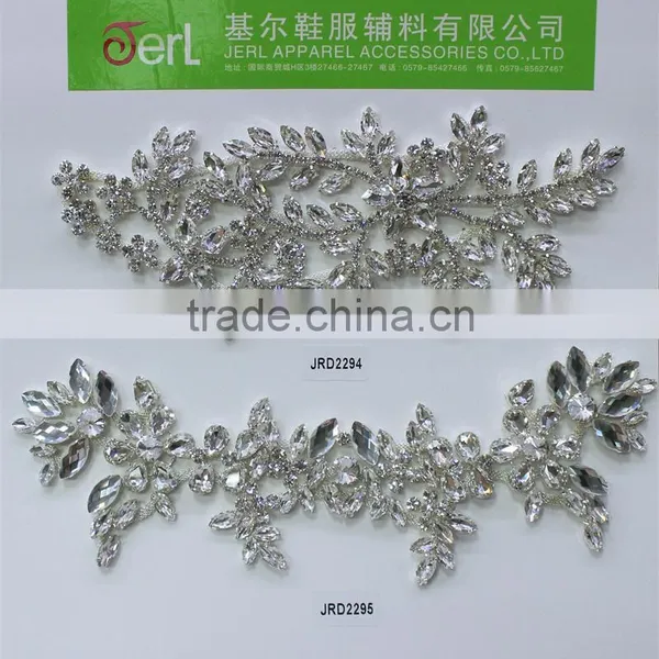 Top Sell Silver Beaded Rhinestone Trim Applique For Wedding Dress photo-2