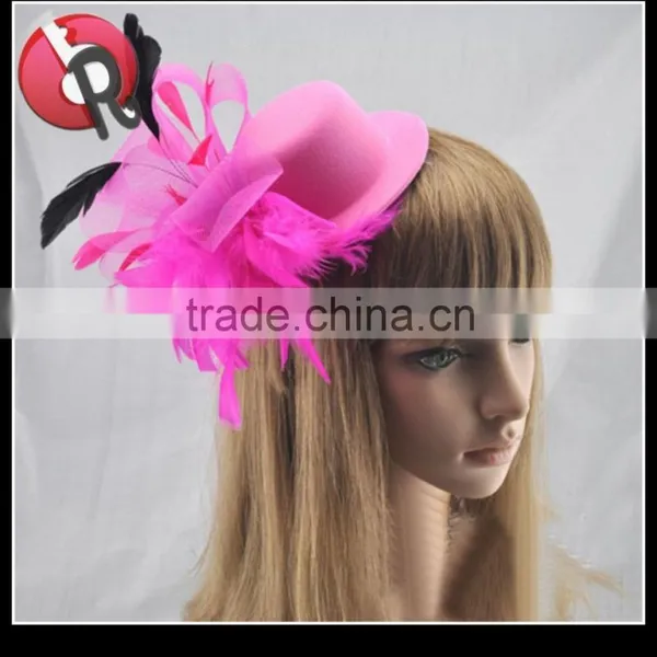 Lady Hard Handmade Fascinator Mini Bowler Hat With Feather photo-3