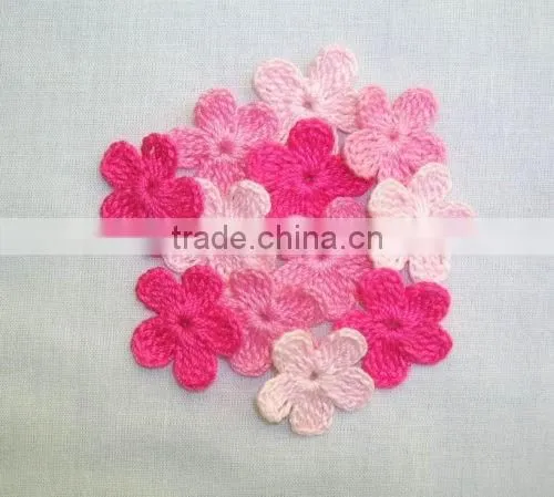 Crochet Pink Flowers Appliques,Embellishment,Cards,Mix,Multicolor photo-2