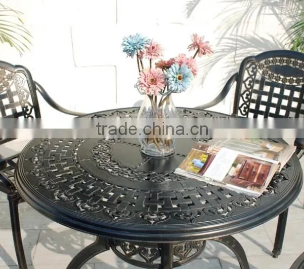 2016 New Design Outdoor Cast Aluminum Garden Dining Set Round Table With Cushion photo-5