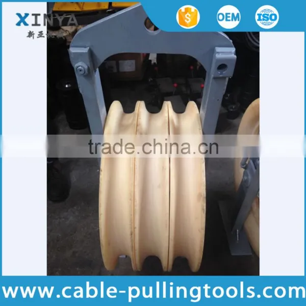660mm Diameter 3 Sheave Conductor Pulley Stringing Pulley Block With Nylon Wheel photo-3