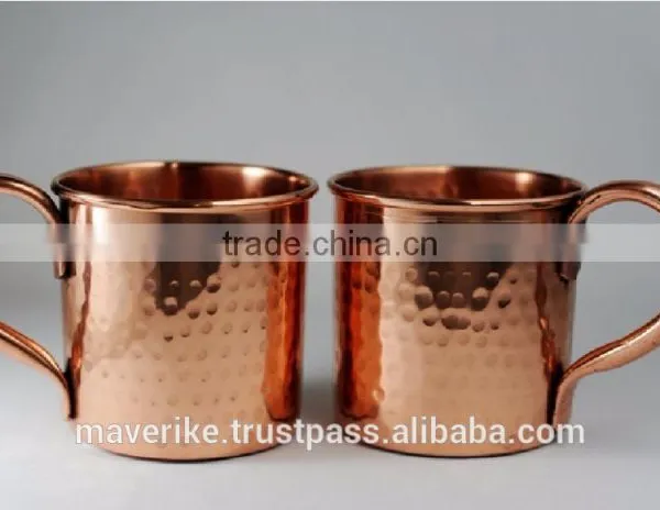 16 oz Solid Copper Hammered Moscow Mule Mug - Authentic Moscow Mule Mugs With Riveted Handle photo-3