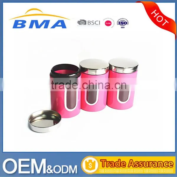 Cute Pink Kitchen Food Storage Canister,Stainless Steel Canister Set photo-2