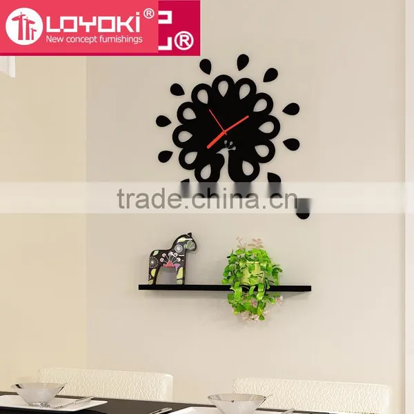 Home Wall Decorative Creative Design Wall Mount Wooden Clock Carving Flower Decorative Wall Clock photo-3
