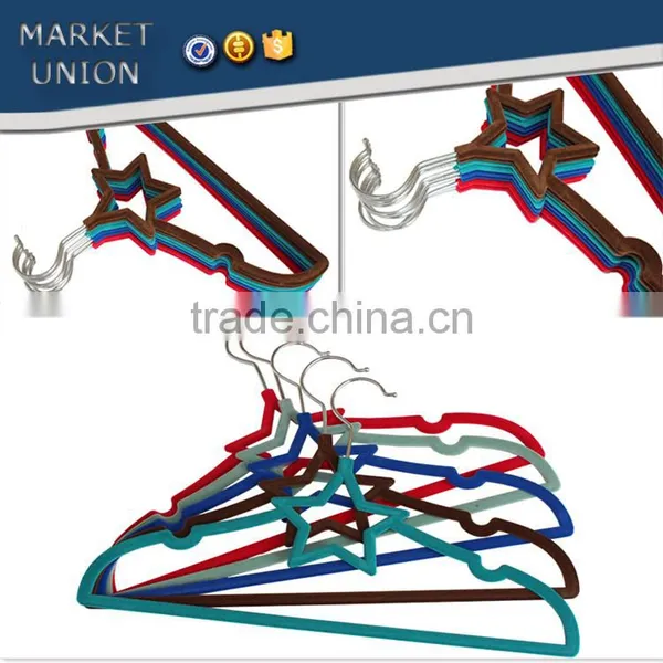 Pentagram Shape Kids ABS Plastic Antiskid Velvet Hangers Flocking Clothes Hangers With Pulley,ABS,Nylon Villi,Chrome Plated Hook photo-5