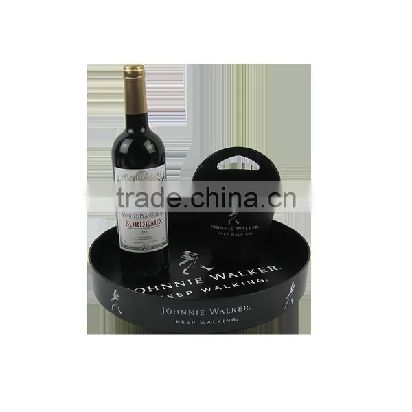 Plastic Anti-slip Serving Tray Round Bar Beer Tray Dia.32cm photo-2