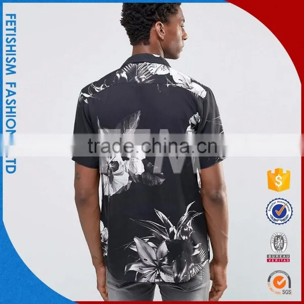 Cheapest Price OEM Service Wholesale Mens Black and White Printed Dress Shirts photo-4