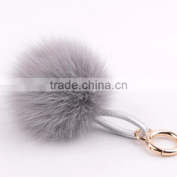 Myfur 2016 Newest Fashion Rose Fox Fur Ball Key Chain / Real Fur Pompoms photo-3