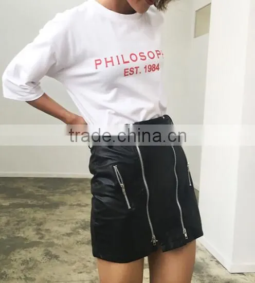 Runwaylover 5082 Sexy Europea Hot Waist Zipper Sexy pu Leather Skirt photo-4