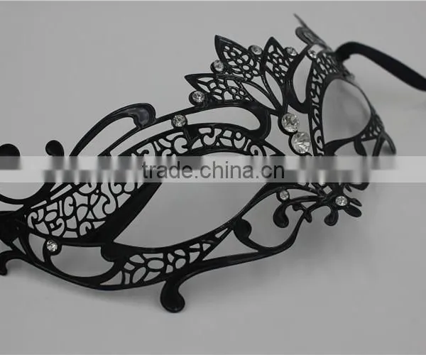 4 Colors Metal Italy Venetian Mask Masquerade Diamante Rhinestones Ribbon Tie photo-2