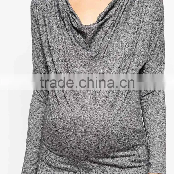Latest Scoop Cowl Neck Longline Cut Women Tops Maternity Tops Wholesale photo-4