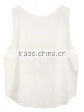 Ladies Plain Cotton Crop Top White Singlet photo-2