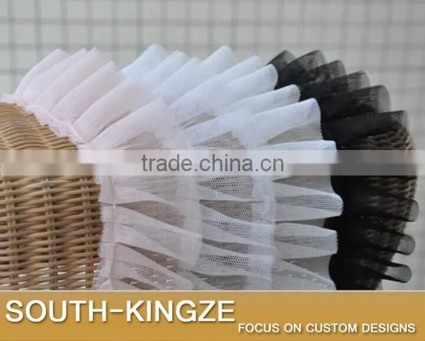 Double Layer Mesh Ruffled Ribbon Trim for Skirt Decoration 5 cm Wide 10 Colors for Choice photo-2