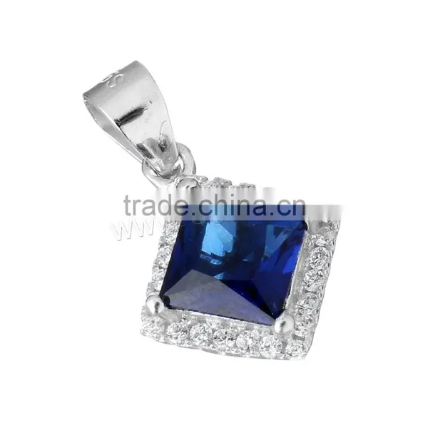Fashion Jewelry Cubic Zirconia Micro Pave 925 Sterling Sliver Royal Blue Jewelry Set photo-4