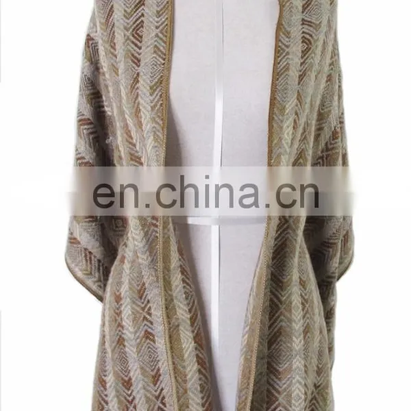Alpaca Pashmina Shawl of Beige With Brown Color photo-2