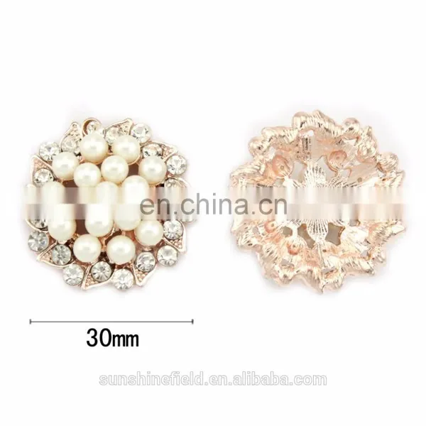 Graceful Alloy Rhinestone Button With Pearl for Accessories Clear With Golden Plating photo-2